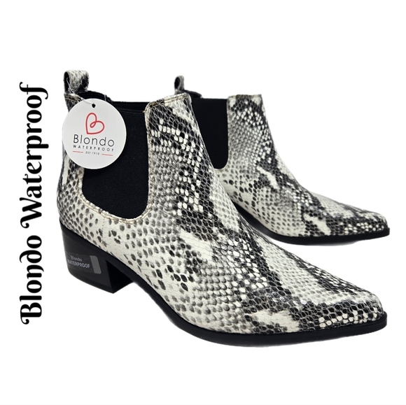 Blondo Emelia Waterproof Boots Sz 7M Snake Skin Embossed Cowgirl Inspired Casual - Picture 1 of 9